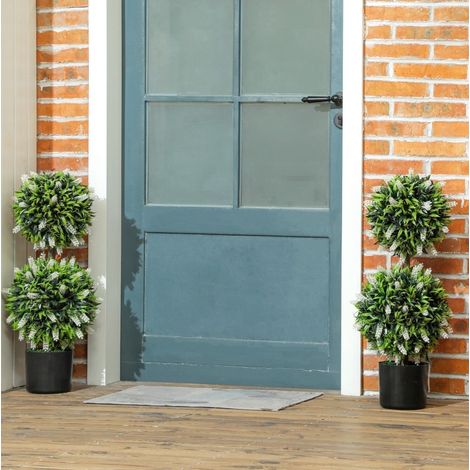 Set de 2 árboles de lavanda artificiales blancos de 70 cm con maceta, interior y exterior (1/5)