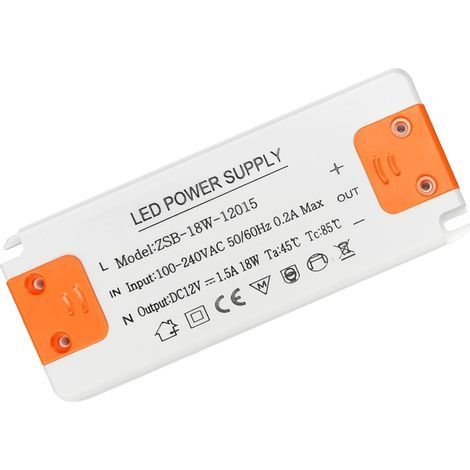 Transformateur 220V 12V - 230V Transformateur Led Driver, 18W 1.5A Alimentation Transfo 12V, Sans Bruit, Pour Lampes HalogèNes G4 Mr16 Gu5.3 (1/5)