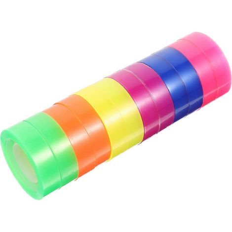 12 Rollen farbiges Klebeband, kreative und farbenfrohe Klebebänder, transparente, einziehbare Klebebänder – 1800 x 1,2 cm – Bunt (1/2)
