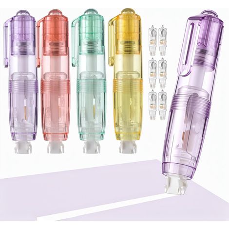 Lot de 4 Rubans Correcteurs Rétractables 6 m x 6 mm Blanc (1/5)