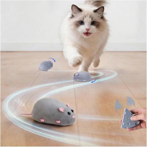 JeiibrZui Interactive - Souris jouet électrique - 10 cm - 1 pièce - Peluche - Jeu de chasse automatique pour chats d'intérieur (1/5)
