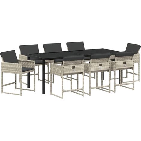 Maison Exclusive - Set da Pranzo per Giardino 9 pcs Grigio chiaro polyrattan