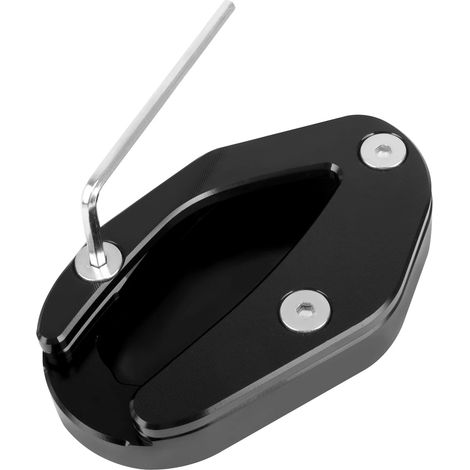 (Noir) Plaque d'extension de béquille pour moto Bonneville T100 (2018-2020) et T120 (2016-2020) - Compatible avec les modèles T120 et T100. Coussinet de béquille latérale maxpower (1/4)