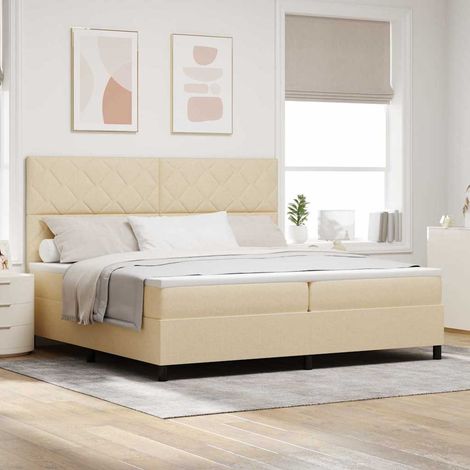 Boxspringbett mit Matratze Creme 200 x 200 cm Stoff (1/5)