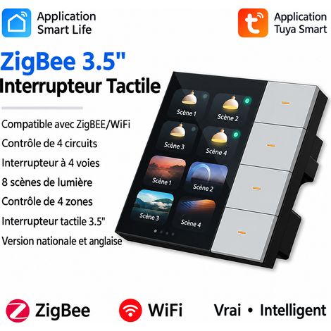 Panneau de commande tactile intelligent Zigbee 3,5 pouces noir version anglaise noir 35mmc 8,6 × 8,6 × 3,6 cm 200 g – Livraison gratuite (1/5)