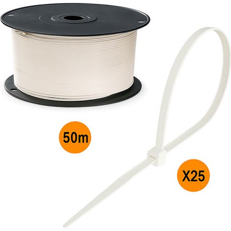 Kit câble de branchement 50 m de fils + 25 colliers de serrage pour centrale SAPHIR, UNELVENT 620017