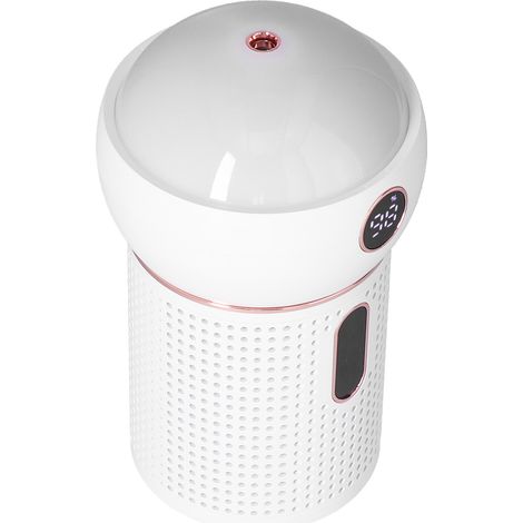 Humidificateur grande capacité 630 ml, diffusion à 360°, rechargeable par USB, blanc. (1/5)