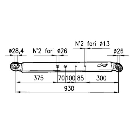Braccio inferiore sollevamento FIAT Piatto 100x20 mm peso netto 14.5 kg