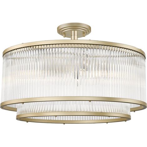 Zumaline SERGIO Plafonnier Cylindrique, Or Mat, Verre, 6x E14
