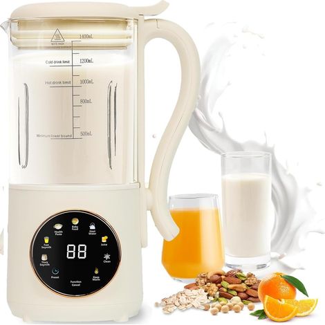 Machine à lait végétal, lait végétal, machine à lait végétal automatique à noix 1400 ml, machine à lait végétal maison, ne contient pas de lactose, d'avoine, de soja, de noix, de fruits (1/5)