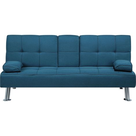 Sofa Bed 3 Seater ROXEN Fabric Blue (1/5)