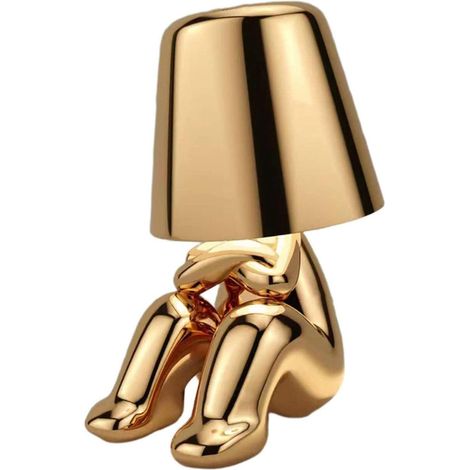 Lampe Thinker dorée - Lampe de chambre originale - Éclairage intérieur sans fil à intensité variable avec chargement USB (1/5)