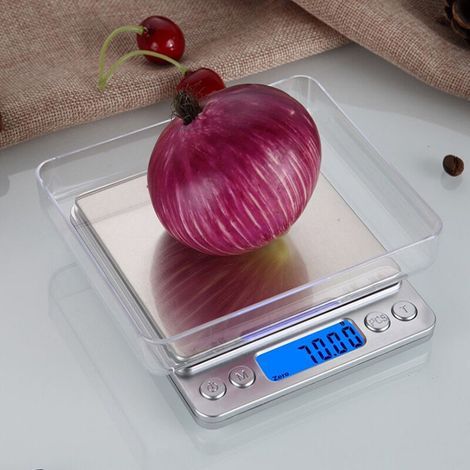 Balance de Précision, 500g/0.01g, Balance de Precision 0.01g, Balance de Cuisine avec Fonction Tare et Compte, Écran LCD Rétroéclairé (argent) (1/4)