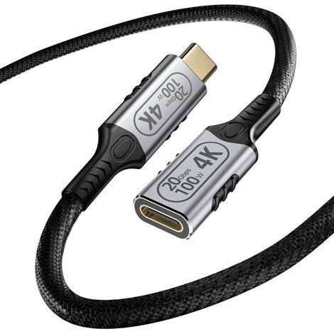 TRAHOO-Rallonge USB c, USB c Femelle vers Male rallonge usbc 3.2 100W 20Gbps Vidéo 4K 120Hz USB Type-C en Nylon Tressé Compat[J290] (1/5)