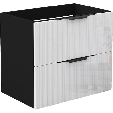 Unterschrank Badmöbel Badschrank Waschbeckenunterschrank 50cm Mattschwarz+Hochglanzweiß TYP3 (1/5)