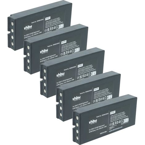 vhbw 5x Akku Ersatz für Ikusi BT24IK, BT20K, 2305271 für Industrie-Funkfernsteuerung Fernbedienung (2500 mAh, 4,8 V, NiMH) - Schwarz