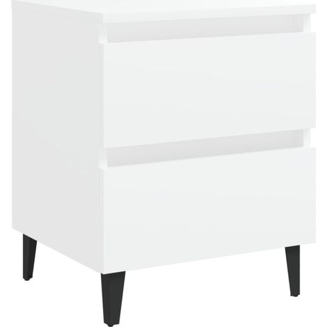 Comodino con due cassetti 40 x 35 x 50 cm in legno ingegnerizzato bianco DEC033366