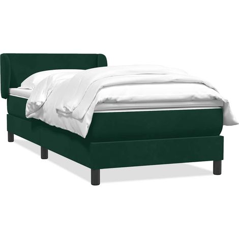 Boxspringbett mit Matratze Dunkelgrün 80x220 cm Samt