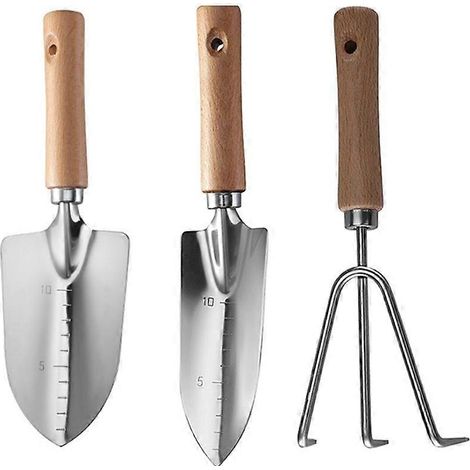 The 3 pièce jardin bois Handle petit Shovel Includes a large Shovel (1/5)