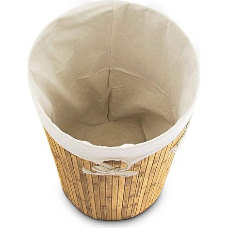 Cesto para la ropa plegable plegable con bolsa de algodón 80 litros redondo bambú naturaleza 1300019066 (1/3)