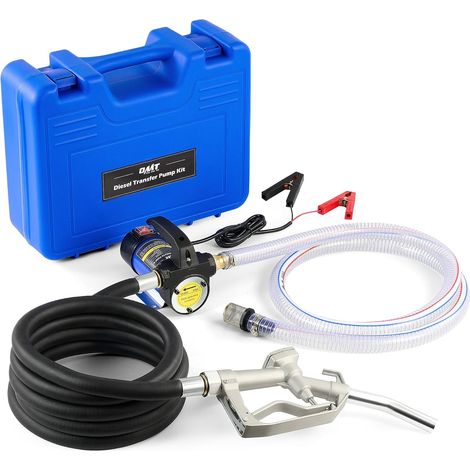 Kit de Pompe de Transfert Diesel, Pompe de Transfert de Carburant 12V avec Buse et Tuyaux, Pompe à Gasoil Électrique pour Kérosène Diesel avec Mallette de Transport, Extracteur d'Huil (1/5)