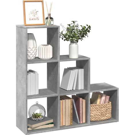 Raumteiler-Bücherregal 3 Etagen Betongrau 99x29x99 cm