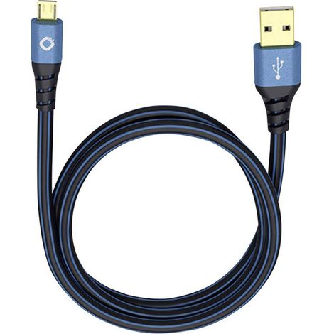 USB 2.0 [1x USB 2.0 type A mâle - 1x USB 2.0 mâle Micro-B] 0.50 m bleu contacts dorés Oehlbach USB P (1/2)