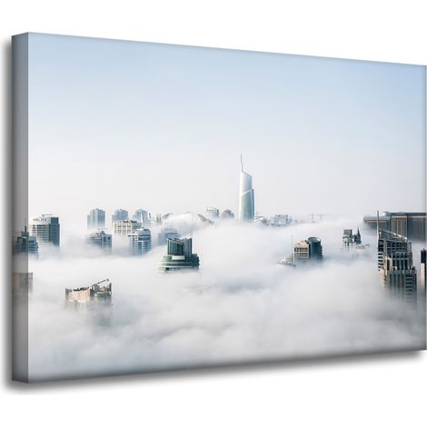 Leinwanddruck Architektur Wolkenkratzer 70x50 USA Himmel Nebel