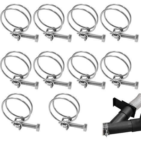Paquete de 10 abrazaderas de manguera de doble alambre - Ajustables - Para diversas tuberías de agua, aire y aceite (30-34 mm) (1/5)