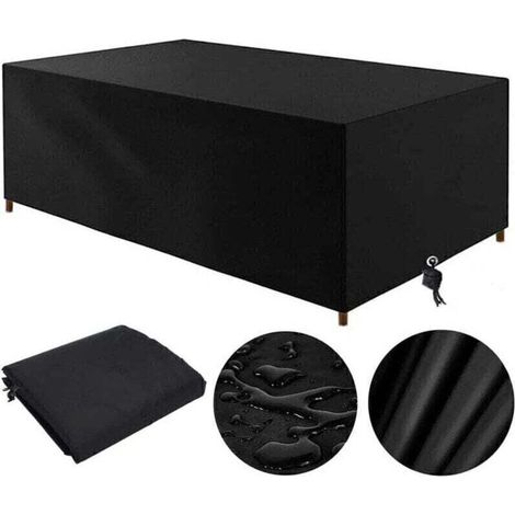 Telo di copertura rettangolare per mobili da giardino (nero), 210 x 110 x 70 cm, tessuto Oxford, impermeabile, antivento, resistente ai raggi UV -Crezuo