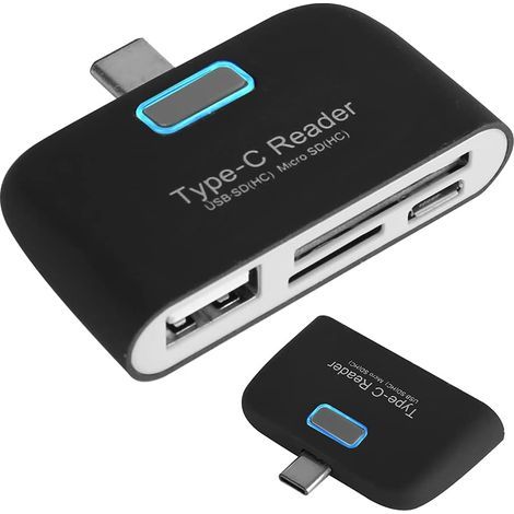 Adapter für USB-OTG-Hub mit Typ-C-TF-Speicherkartenleser aus Aluminiumlegierung für Smartphones, Tablets, Micro-USB-Anschluss, Hot-Plug-fähig, erweiterte Schnittstellen, Multi-Kartenleser (1/5)