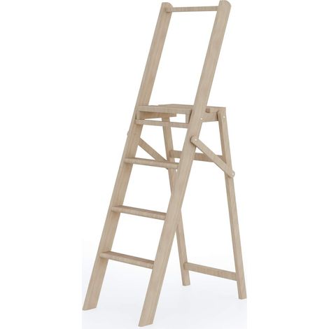 Escabeau en bois de hêtre 4 marches – Hauteur de travail 76 cm – Charge max 120 kg – Compact et pliable – Made in Italy – Colombo (1/3)