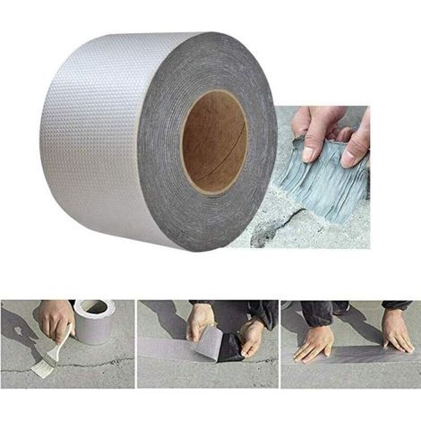 Rotolo di nastro adesivo in gomma butilica impermeabile con foglio di alluminio, per riparare e rinforzare crepe (5 cm x 5 m) (1/4)