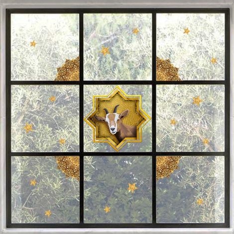 Autocollant de vitre - 1 sticker décoratif adhésif statique avec motif mouton étoilé, anti-collision pour oiseaux sur fenêtres (1/5)