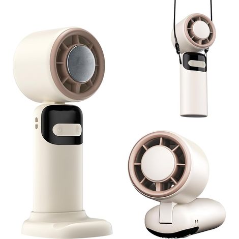 Bseical Mini Ventilateur Portable, 3000mAh Mini Ventilateur à Main USB avec 5 Vitesses, Petit Ventilateur de Poche avec Base, Ventilateur de Bureau Pliable pour les voyages Bureau Extérieur