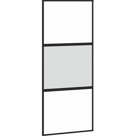 Maison Exclusive - Schiebetür Schwarz 90x205 cm Hartglas und Alum