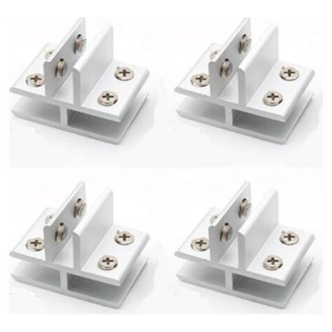 Lot de 4 pinces à verre en forme de T avec support en verre pour fixation sur 3 panneaux latéraux, douche, tables, panneaux, 10-12 mm (1/5)