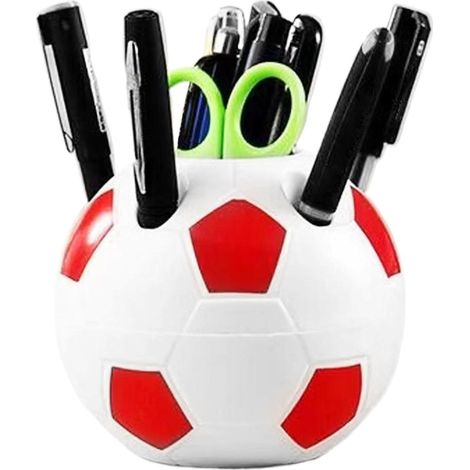 Organisateur de bureau en forme de ballon de foot, porte-stylo en plastique léger, accessoire de bureau multifonction (1/5)