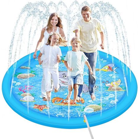 170 cm Splash Pad, Sprinkler Water Play Mat, Splash Pad Water Toy Children, Sprinkler Water Play Mat for Outdoor Garden Water Sprinkler Children's Splash Pad (Dolphin Design) (1/5)