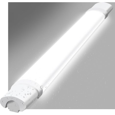 Plafonnier LED étanche 90 cm -ZMH Tube LED 24 W 3 000 lm - Lampe de cave IP65 étanche 5 000 K - Lampe d'atelier - Lampe de baignoire - Lampe étanche pour salon, bureau, cuisine, garage (1/5)