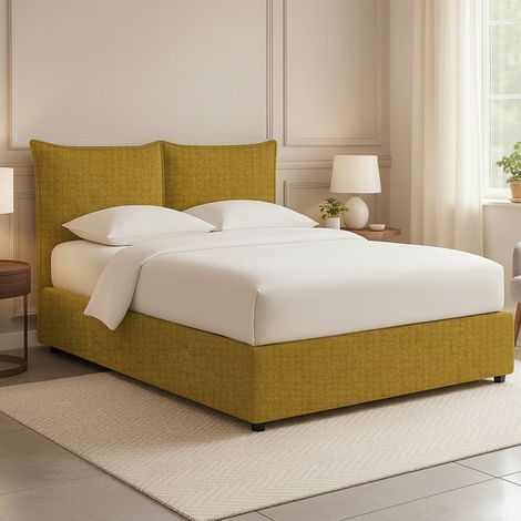 Letto Matrimoniale Uckfield, Sfoderabile, Contenitore Made in Italy, Giallo Ocra (1/5)