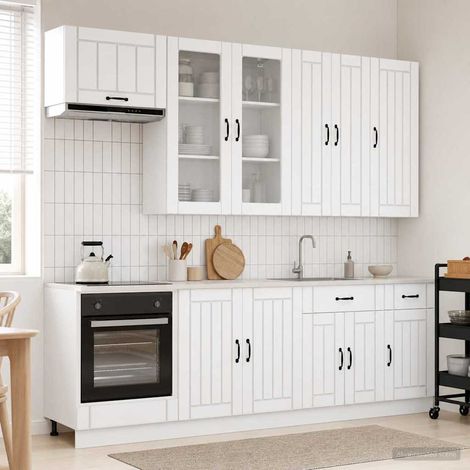 vidaXL Unité de cuisine LUCCA 8 pc Blanc Bois d'ingénierie (1/5)