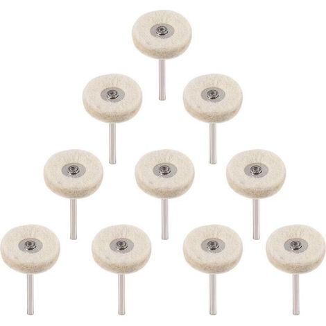 10Pcs Roue de polissage 25mm Laine Feutre Polissage Roues Foret Grinder Roues Brosses Outil Rotatif Avec Poignée (1/4)