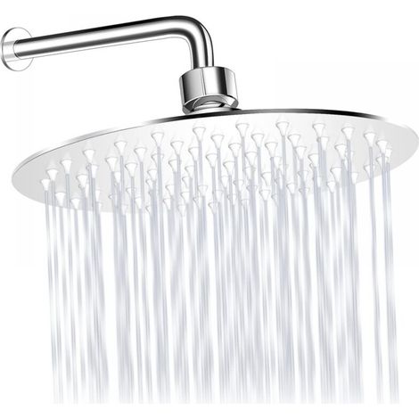 Pommeau de douche à effet pluie 20 cm, tête de douche ronde en acier inoxydable 304 avec technologie anti-obstruction au gel de silice (1/5)