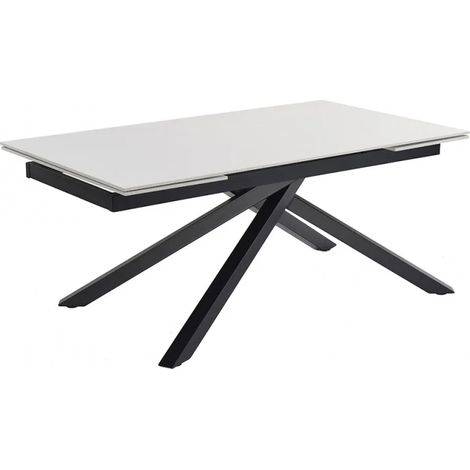 Table extensible 160/240 cm céramique blanc pied torsadé - OREGON 05 (1/5)