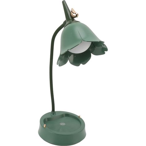 Lampe de bureau tactile LED 3W, 3 niveaux d'intensité, pliable, en forme de pétale, USB 5V, verte (1/5)