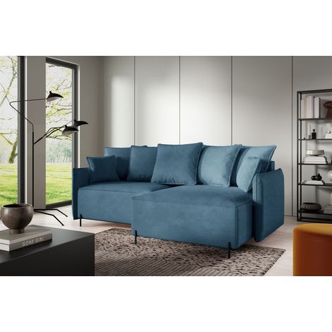 Ecksofa Schlafsofa BETTO Stoff Now or Never Meeresblau Ottomane Rechts (1/4)