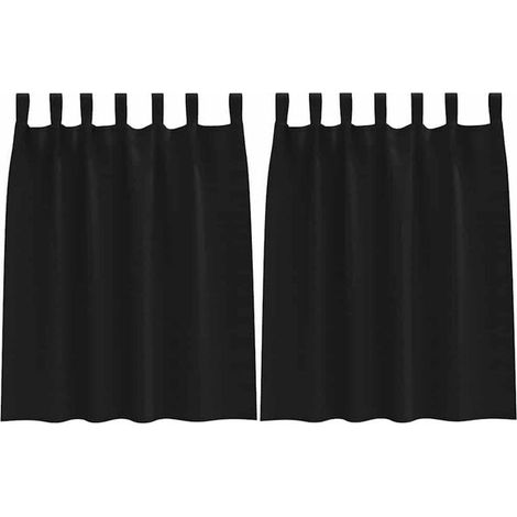 Rideaux occultants, avec anneaux de suspension, ensemble de deux pièces, noirs, 140 x 140 cm (1/5)