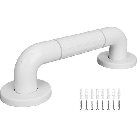Barre de sécurité antidérapante inox 29cm blanc pour salle de bain, poignée d’appui pour personnes âgées (1/5)