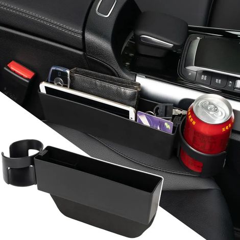 Organiseur de console centrale avec poche de rangement pour siège conducteur et passager, porte-gobelet et porte-bouteille, accessoires (1/4)